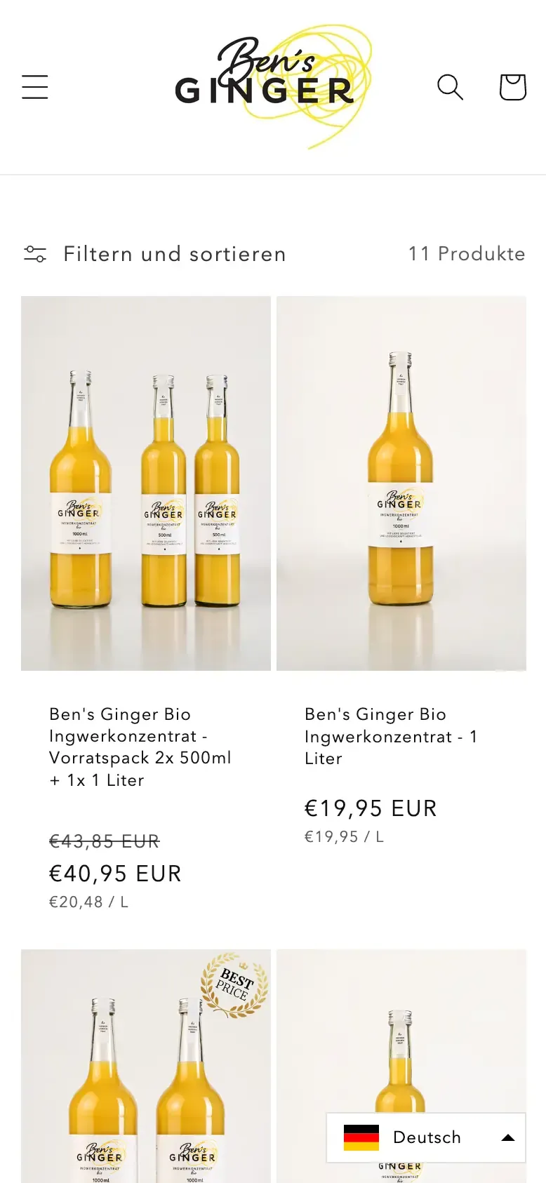 Bens Ginger Partnerprogramm mobile