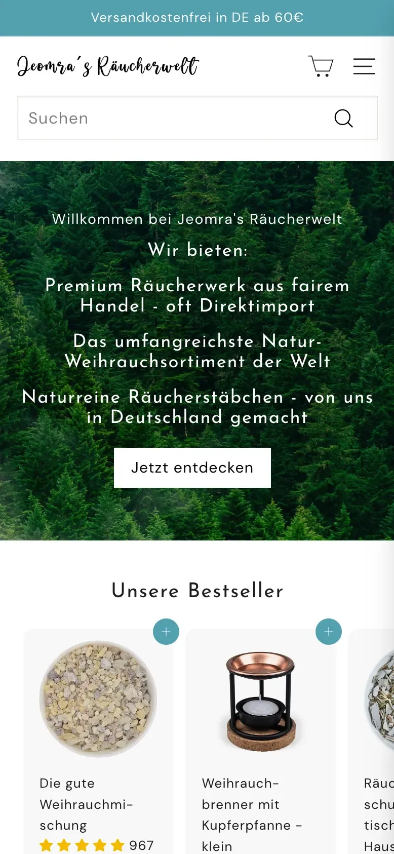 Jeomra's Räucherwelt Partnerprogramm mobile
