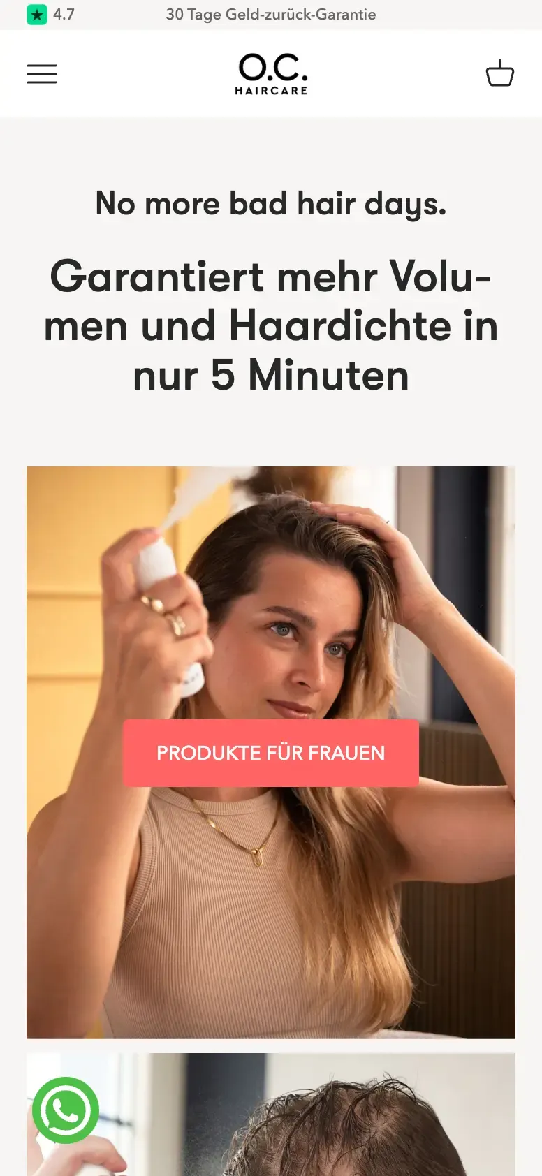 O.C Haircare Partnerprogramm mobile