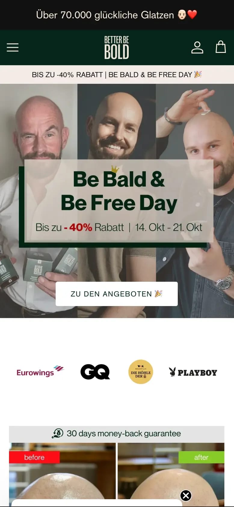 BETTER BE BOLD Partnerprogramm mobile