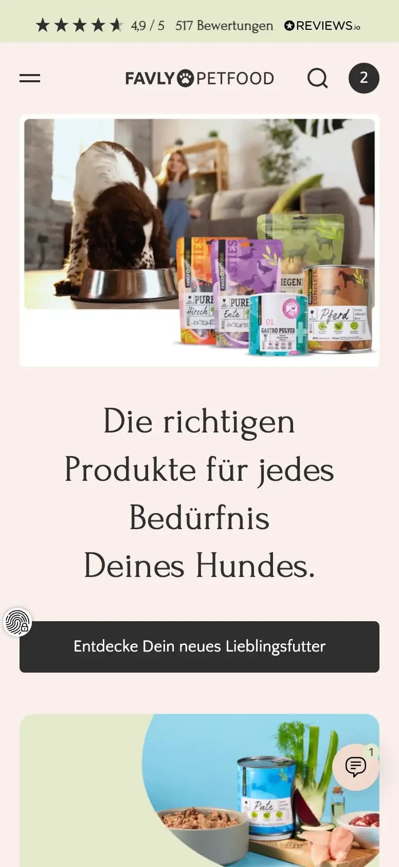 FAVLY Petfood Partnerprogramm mobile