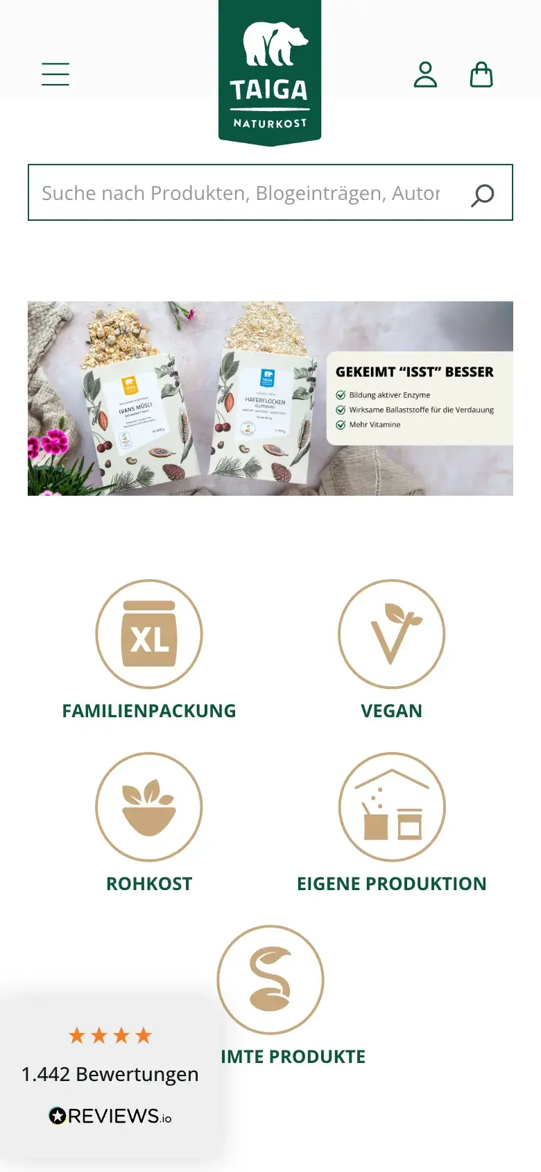 Taiga Naturkost Partnerprogramm mobile