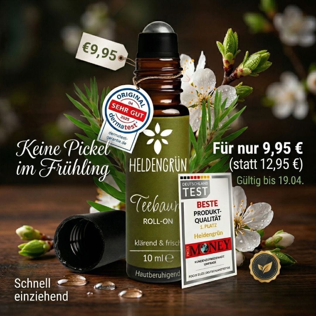 Heldengrün Teebaum Roll-On – 24 % Rabatt auf die punktgenaue Pickel-Lösung